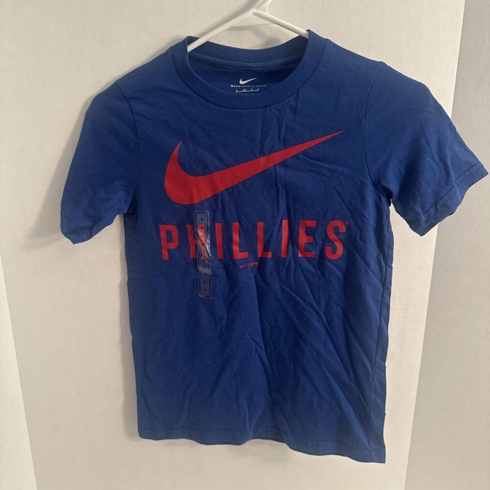 Nike Royal Swoosh Youth Small T-Shirt Blue Short Sleeve Philadelphia Phillies